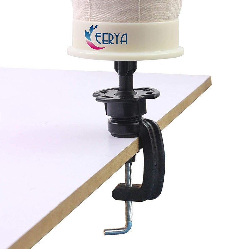 EERYA 22.5 Inch Wig Head Stand Set for Wig Making Display Styling Training Poly Canvas Block Head with Mount Hole Mannequin Manikin Head Stand( 22.5 Inch) - Image 5